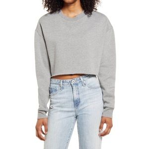 Socialite Gray Long Sleeve Crop Sweatshirt Top Size Large NEW